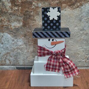 Hobby Lobby Wooden Block Snowman Christmas Decor 2014